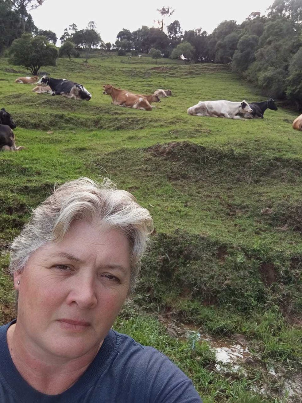 Neila Avila, de Rolante (RS), quer vender as vacas e mudar de atividade — Foto: Neila Avila/Arquivo pessoal